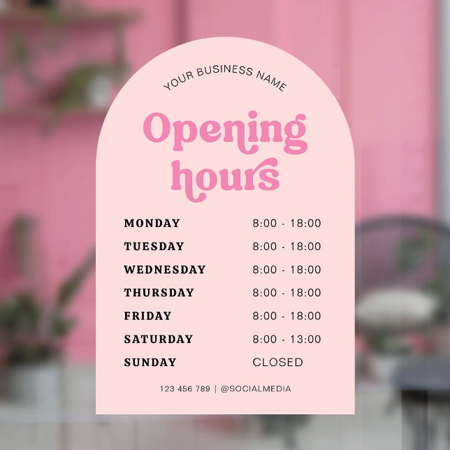 Retro Pink Font Trendy Arch Business Opening Times (Creator Uploaded)