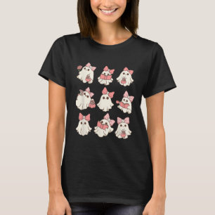 Retro Pink Ghost Reading Halloween Gardening Mini  T-Shirt