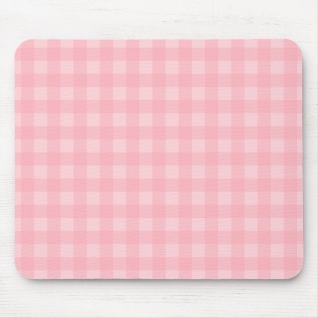 Retro Pink Gingham Chequered Pattern Background Mouse Pad (Front)