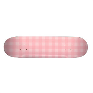 Retro Pink Gingham Chequered Pattern Background Skateboard
