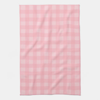 Retro Pink Gingham Chequered Pattern Background Tea Towel