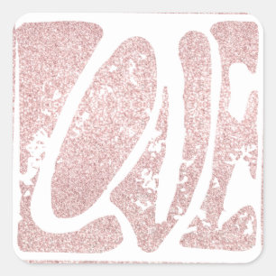 Retro Pink Glitter Love Sign Graphic Square Sticker