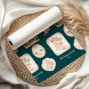 Retro Pink Green Christmas Tissue Paper