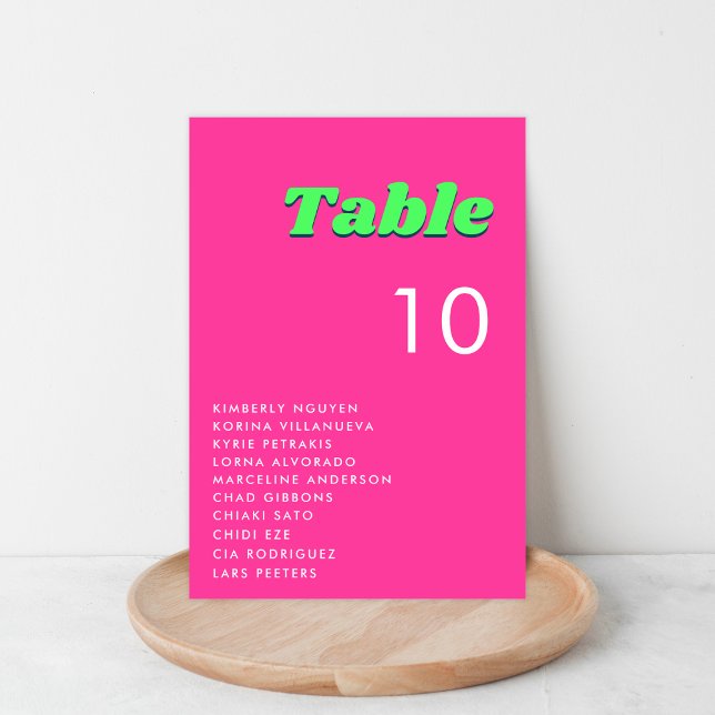Retro Pink & Green Seating Chart Table Number (Creator Uploaded)