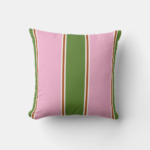 Retro Pink Green Stripe Pattern Cushion