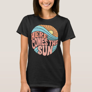 Retro Pink Groovy Here Comes The Sun Summer Family T-Shirt