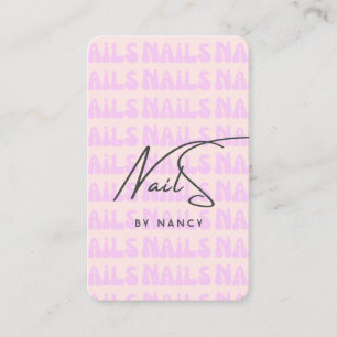 Retro Pink Groovy Nails Nail Artist Business Card