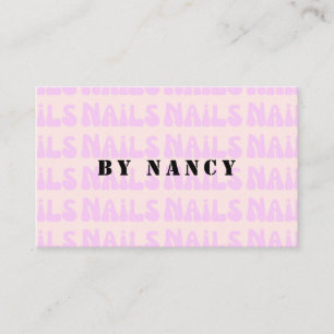Retro Pink Groovy Nails Pattern Business Card