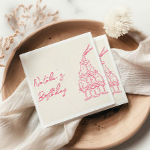 Retro Pink Hand Drawn Champagne Tower Fun Birthday