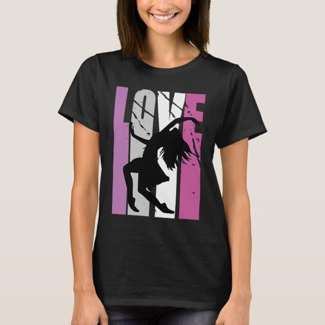 Retro Pink Live Love Dance Coach Womens Birthday C T-Shirt (Front)