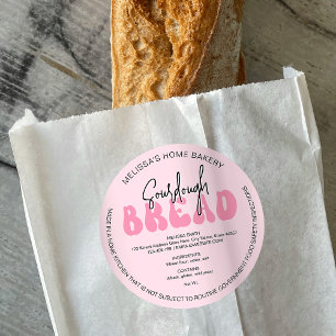 Retro Pink Loaf of Bread Groovy Ingredients Label
