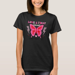 Retro Pink Love And Treat Yourself Butterfly Valen T-Shirt
