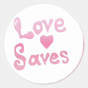 Retro Pink Love Saves Sign Graphic Classic Round Sticker