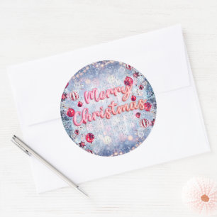 Retro Pink Merry Christmas  Classic Round Sticker