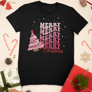 Retro Pink Merry Christmas T-Shirt