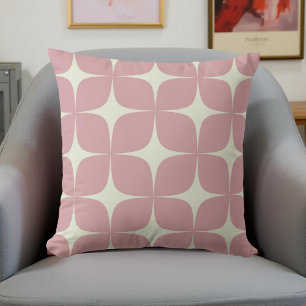 Retro Pink Mid Century Modern Boho Geometric Cushion