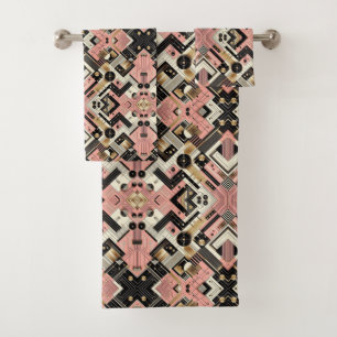 Retro Pink Mid Century Modern Towel Set