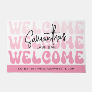 Retro Pink Modern Beauty Salon Spa Welcome Doormat