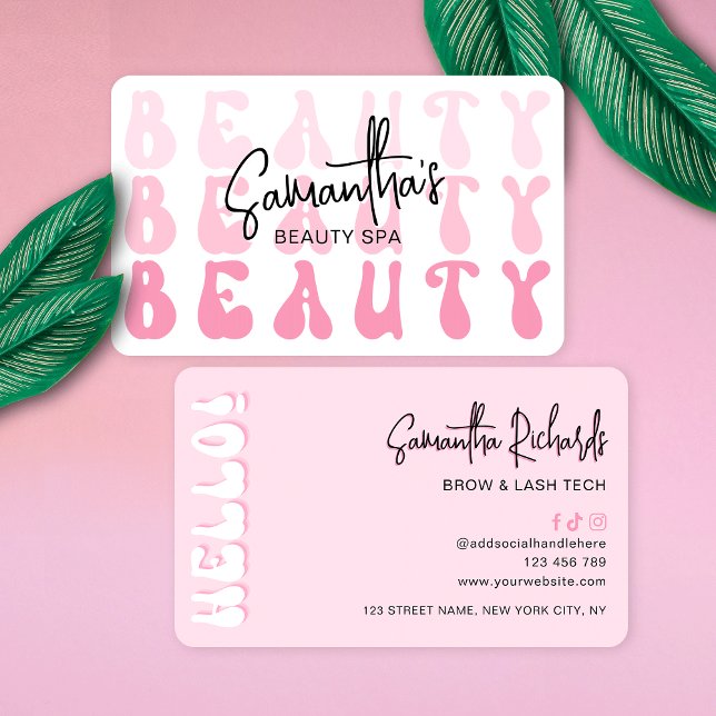 Retro Pink Modern Girly Lash Beauty Salon or Spa Business Card (Creator Uploaded)
