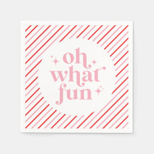 Retro Pink Oh What Fun Napkin
