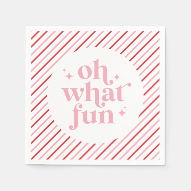 Retro Pink Oh What Fun Napkin (Front)