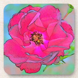 Retro Pink Open Rose/Coasters Coaster