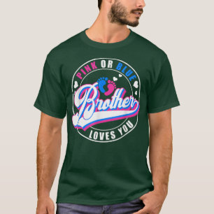 Retro Pink Or Blue Brother Loves You Baby Gender R T-Shirt