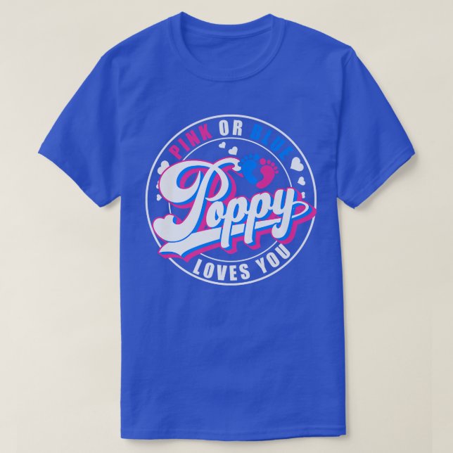 Retro Pink Or Blue Poppy Loves You Baby Gender Rev T-Shirt (Design Front)