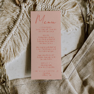 Retro Pink Orange Hand Written Wedding Menu