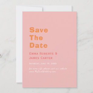 Retro Pink & Orange Save the Date Card