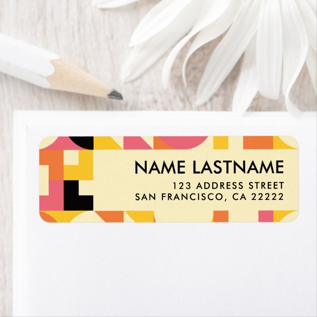 Retro Pink Orange Yellow Black Return Address Label (Insitu)