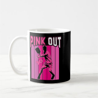 Retro Pink Out Breast Cancer Pickleball Player Coffee Mug