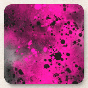 Retro Pink Paint Splatter Plastic Coaster