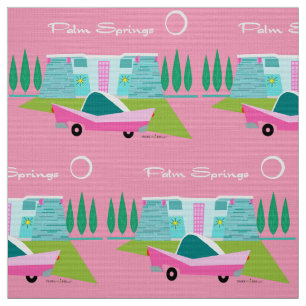 Retro Pink Palm Springs Fabric