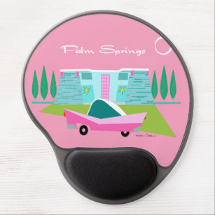 Retro Pink Palm Springs Gel Mousepad