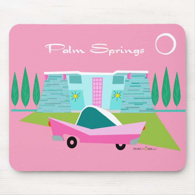 Retro Pink Palm Springs Mousepad (Front)