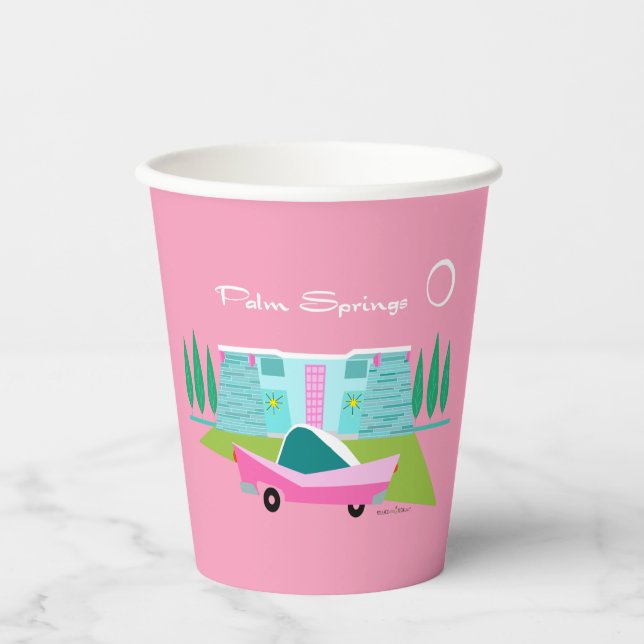 Retro Pink Palm Springs Paper cup (Front)