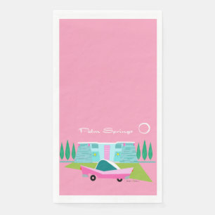 Retro Pink Palm Springs Paper Napkin