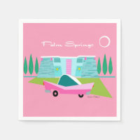 Retro Pink Palm Springs Paper Napkin