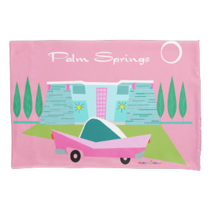 Retro Pink Palm Springs Pillowcase
