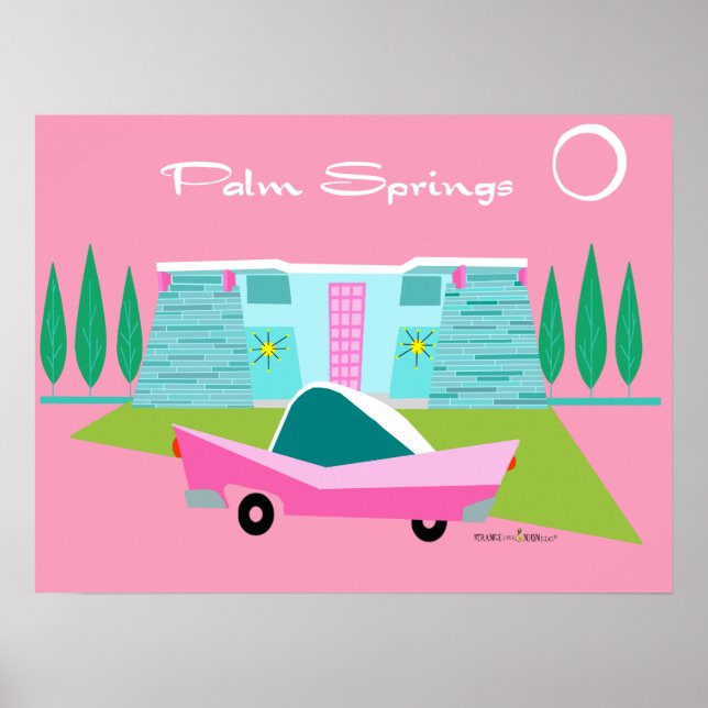 Retro Pink Palm Springs Poster (Front)