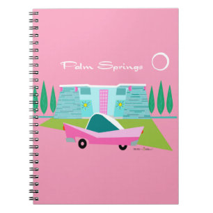Retro Pink Palm Springs Spiral Photo Notebook