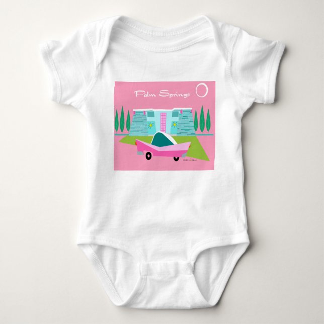 Retro Pink Palm Springs T-Shirt Baby Bodysuit (Front)
