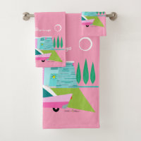 Retro Pink Palm Springs Towel