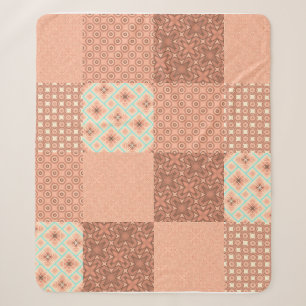 Retro Pink Patchwork Sherpa Blanket