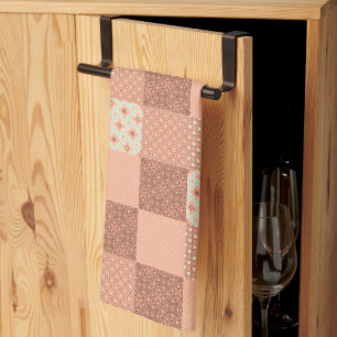 Retro Pink Patchwork Tea Towel