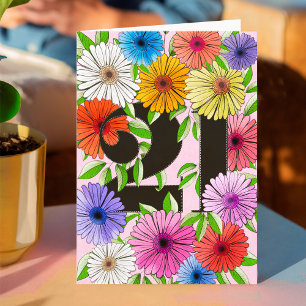 Retro Pink Personalised 21st Birthday Floral Card