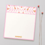 Retro Pink Personalised Notepad<br><div class="desc">Cute retro style leaf-inspired border in ivory white and terracotta and pink. Easily customise your name</div>