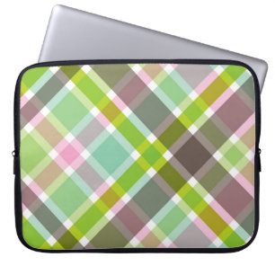 Retro Pink Plaid Checks Pattern Chic Laptop Sleeve