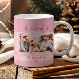 Retro Pink Plaid Whimsical Holiday Coffee Mug